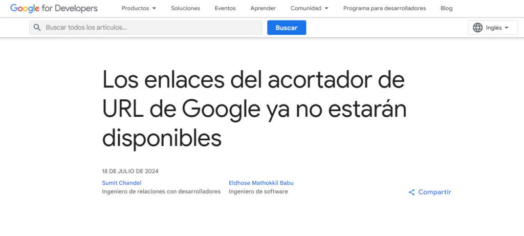acortador de enlaces goo.gl cierra actividad